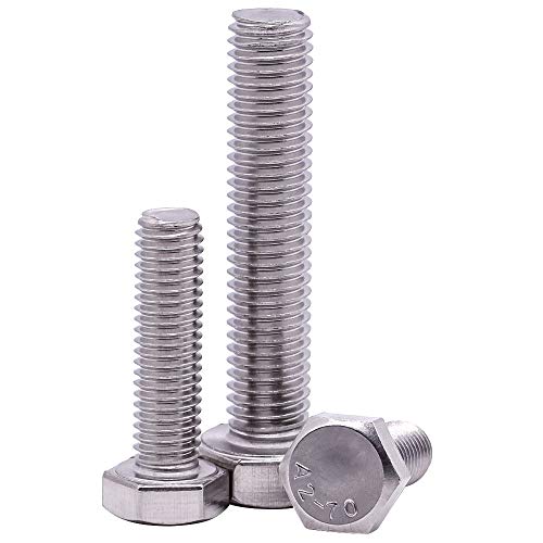 Image of M5-0.8 x 45mm Stainless Steel Hex Bolts, 304 Stainless Steel 18-8, Hex Drive, Full Thread, Coarse Thread UNC, Plain Finish, 30 PCS