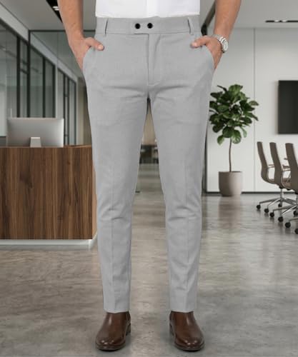 Image of Mehrang Men's Stretchable Stretchable Formal Pant Trousers | Stylish Slim Fit Men's Wear Trousers for Office or Party | Polycotton Knitted Fabric