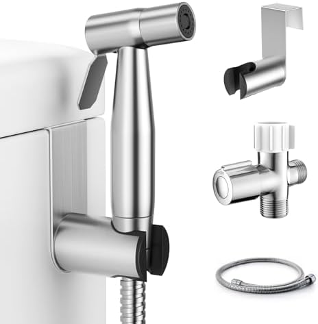 Fekivasy Handheld Bidet Sprayer for Toilet, Muslim Shower Bidet Attachment for Toilet, Adjustable Water Pressure with Bidet Hose for Feminine Wash, Bidet Faucet Cloth Diaper Sprayer for Baby Wash