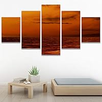 SIGNWIN 5 Panel Canvas Wall Art Modern Art Beach Coastal Multicolor Photography Relax/Calm Romantics for Home Decorations Ready to Hang - 60