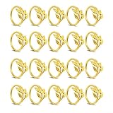 Juego de 20 servilleteros de hoja dorada para servilleteros de mesa con elegante diseño de hojas, adecuados para bodas, aniversarios y cenas formales