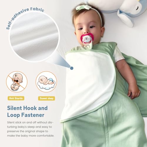 ZIGJOY Sleep Sack Swaddle 1.0 Tog Baby Wearable Blanket 100% Cotton Baby Swaddle Blanket for Newborns 0-6 Months Green&Tropical Rainforest