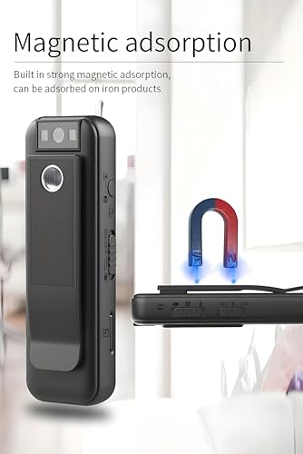 Lancoon 1080P Mini Körperkamera Tragbar mit Magnetclip, 180° Drehobjektiv 128GB bis zu 7h Aufnahme & LED Licht für Meetings Rad Outdoor