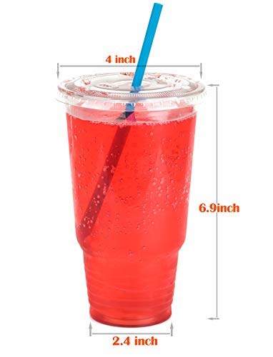 Image of Golden Apple Cup series, 32oz Clear Plastic cups with Flid lids with X hole 25sets