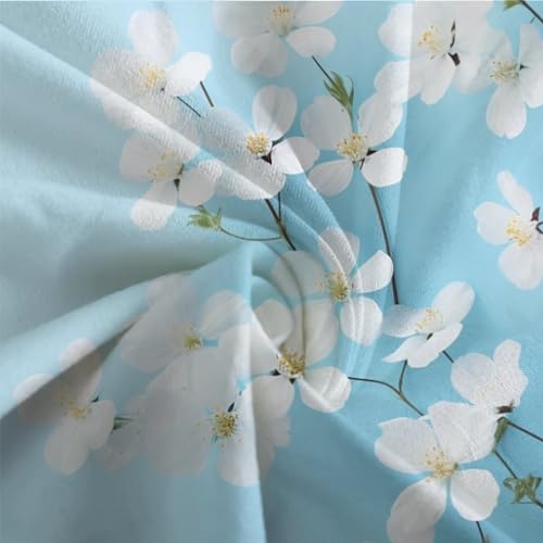 Parure de lit fleurs blanches 220x240 housse de couette microfibre King