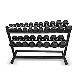 Gronk Fitness Rubber HEX Dumbbell Set - Pairs - 5-50lbs - Rack Included - 550lbs Total (Rack Included)