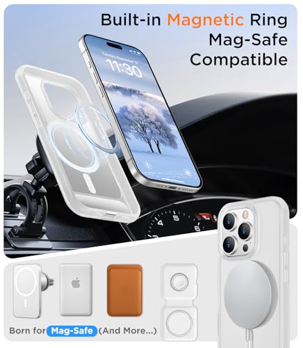 Image of Magnetic Compatible with iPhone 15 Pro Max Case, [Built-in Invisible Kickstand][Compatible with MagSafe][Military Grade Shockproof] Slim Translucent Matte Phone Case for iPhone 15 Pro Max 6.7 inch