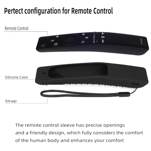 Image of Silicone Tv Remote Cover Compatible with Samsung Smart TV Remote BN59-01312A QLED 8K 4K Protective Cover with Loop - (Remote Control not Included) (Black - Style 9)