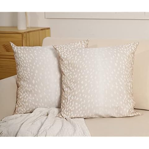 THOVSMOON Antelope Pillow Covers 18x18 Inch Set of 2 Animal Farmhouse Decorative Throw Pillow Covers Linen Square Cushion Case for Home Sofa Couch Bedroom Car Decoration(Beige, 18"x18") Cover