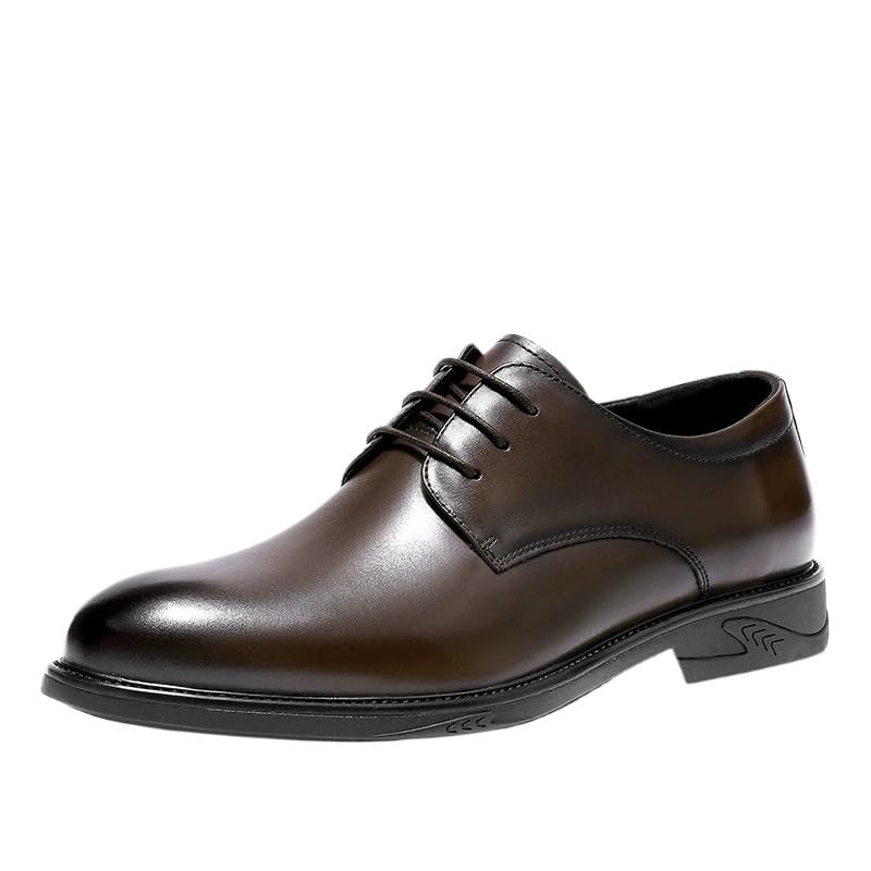 Mens Lace-Up Business Elegant Gentleman Shoes Simple Leather British Style First Layer Leather Dress Wedding Footwear