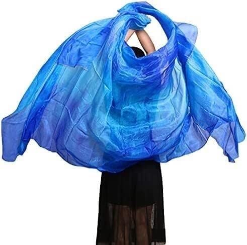 Belly Dance Silk Scarf, Dancing accessories,Real Silk Veils Customized Handmade Dyed Scarf Shawl Veils Dance Stage Performance Props Belly Dance Accessory ( Color : Color 3 YE , Size : M 250X114CM) (