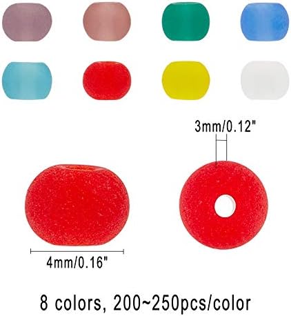 SUPERFINDINGS 1600~2000pcs 8 Colors Beads 4x3mm Round Glass Beads Sets Multicolor Glass Beads Started Kit for Jewellery Making Bracelets Necklaces