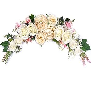 Wedding Arch Flowers, Artificial Floral Swags, 27″ Decorative Swag, Artificial Flower Swag for Door Wedding Party Wall Home Decor (Champagne)