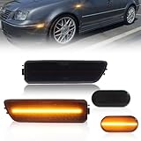 VANKUB 4 PCS Front LED Side Marker Lights for VW Golf JE-TTA MK4 1999-2005, MK4 GTI R32 2000-2003, VW Smoked Lens Side Bumper & Fender Marker Lights, MK4 Amber LED Turn Signal Lamps, Replace OEM Lamp