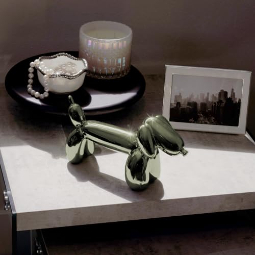 Figura decorativa perro globo de resina verde miniatura 2