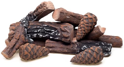 Ukiyo 10-teiliges Keramikholz-Set, Dekoholz für Bio-Ethanol- und Gaskamine