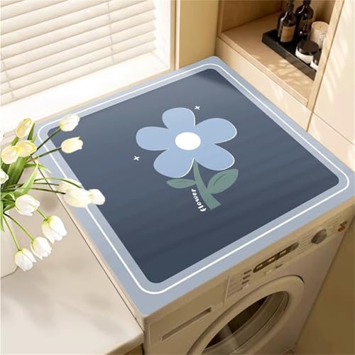Highdi Housse de Protection pour Machine à Laver Top, Moderne Coussin de Machine à Laver Antidérapant Housse de Machine à Laver pour Machine à Laver Ou Sèche-Linge (50x50cm,Bleu)