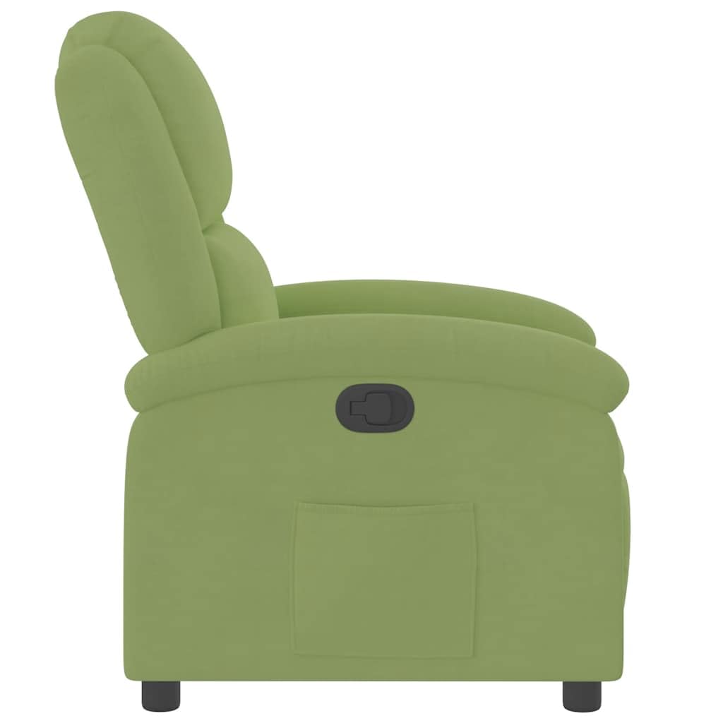 Fauteuil Relax Vert Clair Velours Fonction Inclinable Manuelle Réglable Confortable Max 110 kg pour Salon Chambre Bureau
