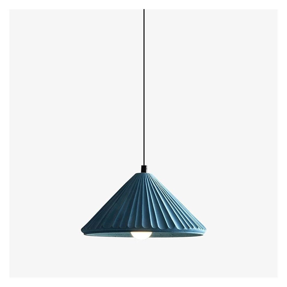 Lustre en ciment suspension conique réglable bleu pour cuisine sans éclat