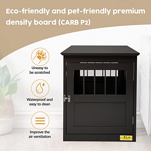 Coziwow Home Wooden Dog Crate End Table, Decorative Dog Kennel Indoor Modern Crates Bed Side Furniture For Small Medium Pets, Brown #TOP2