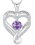 Mkhhy S925 Womens Necklace Infinity Heart Amethyst Birthstone Silver Women’s Jewelry Her Anniversary Wife Birthday Gift Ideas Girlfriend Love Necklaces for Daughter Granddaughters February Purple