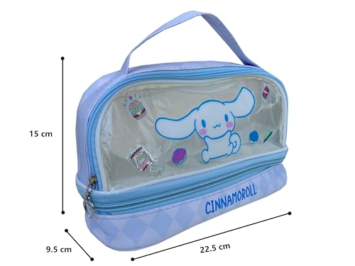 Image of Jade Dog Cartoon Storage Pen Bag - Large Capacity Transparent Double Layer Portable Stationery Case - Blue Pencil Case for Girls & Boys Multifunctional Soft Pouch for School Kids