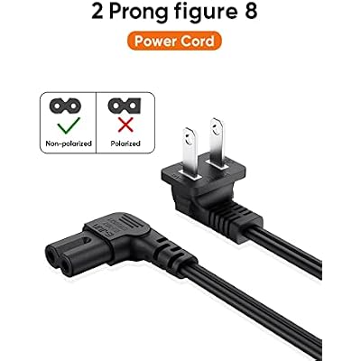 CableCreation 3 Feet 18 AWG Angled 2-Slot Non-Polarized Angle Power Cord (IEC320 C7 to Nema 1-15P), 0.915M / Black