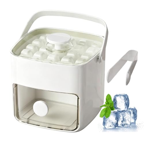 Molde para cubitos de hielo | Incluye pinzas para preparar bebidas, caja de recipientes con forma de bloque de hielo – para bourbon, refrigeración, cócteles, café, vino, refrigeración, caravana