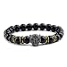 Produktbild Zuiaidess Stein Armband Armreifen Mode Armband Gold Silber Black Panther Head Hell Matt Natürliche Perlen Schmuck Armreifen Accessoires Männer Frauen Gedenken Geschenk, Gun Black Gold