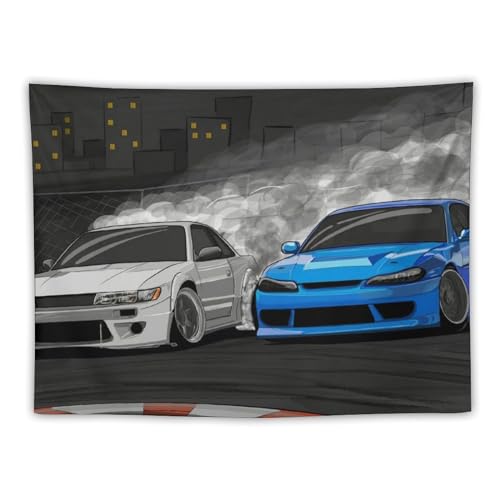 josnmre Drifting Silvia S13 and S15 JDM Car Tapestry Wall Hanging Funny Wall Tapestry for Bedroom Living Room Office Classroom Dorm Ceiling Home Wall Decor Art Tapestries 30