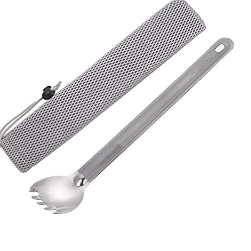 XITAI Titanium Long Handle Spork Spoon with Polished Bowl Outdoor Ultralight Portable Campfire