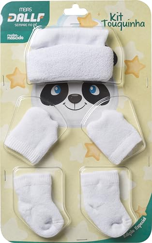 Kit Recém Nascido Maternidade Enxoval Meia, Touca E Luva para Meninos e Meninas (Branco, Recém Nasci