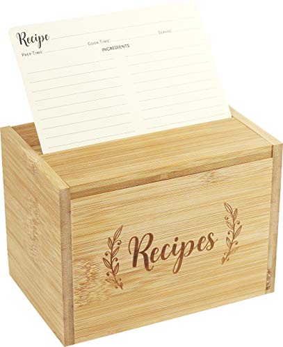 Bamboo Recipe Box Set (includes 50 recipe cards and 24 dividers)