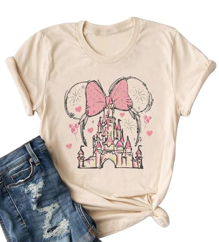 Magical Shirt for Women Castle Graphic Tee Magic Kingdom T Shirt Cute Holiday Vacation Shirt Short Sleeve Casual Tops