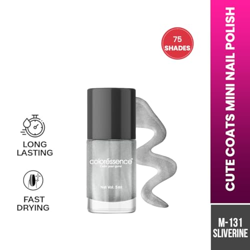 Image of Coloressence Cute Coats Long Lasting Nail Paint | Chip Resistant | Quick Dry | One Swipe Application | Toxin Free|Sliverine -6ml