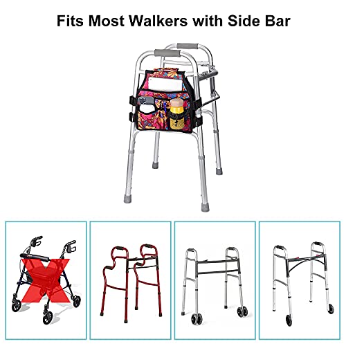 supregear Side Walker Bag, Walker Accessories Bag w/Cup Holder, Folding Walker Basket Waterproof Walker Organizer Caddy Pouch for Most Walker with Side Bar for Seniors, Elderly, Double Sided — view 6