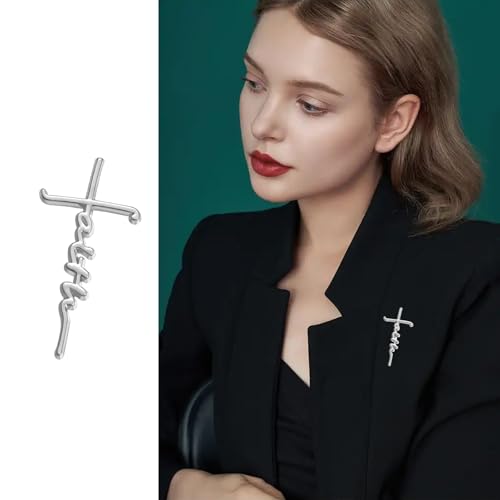 RUIFUU 2Pcs Faith Brooch Pins,Heart Corss Lapel Pin Christian Cross Pins Enamel Lapel Blessed Pin Badge Religious Jewelry Gift for Women Men