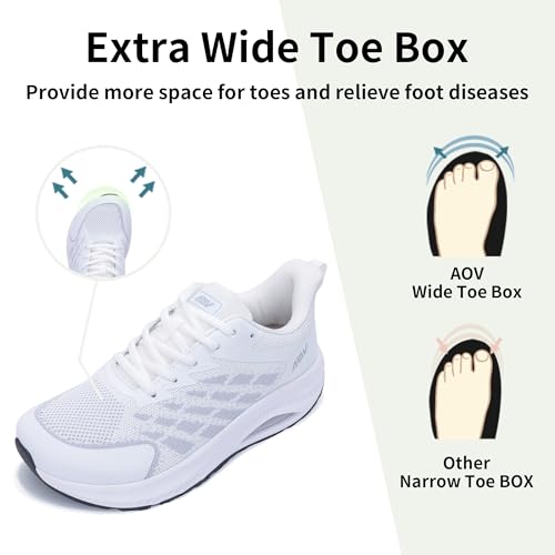 Womens Wide Toe Box Shoes with Arch Support Walking Sneakers for Plantar Fasciitis Orthotic Tennis Shoes BlackGrey Size 62