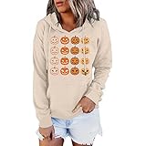 Womens Sweatshirts and Hoodies Long Sleeve Loose Fit Drawstring Crew Neck Quarter Button Up...