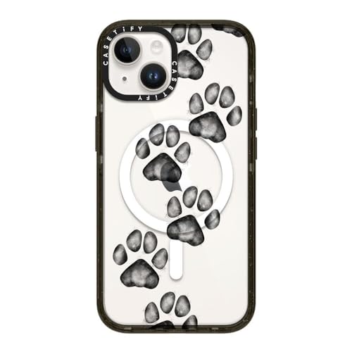 CASETiFY �C���p�N�g iPhone 14 �P�[�X [MIL�K�i���� (4x MIL-STD-810G)/2.5m����̗����������N���A/MagSafe �ɑΉ�] - small cute paw prints for dogs and cats l