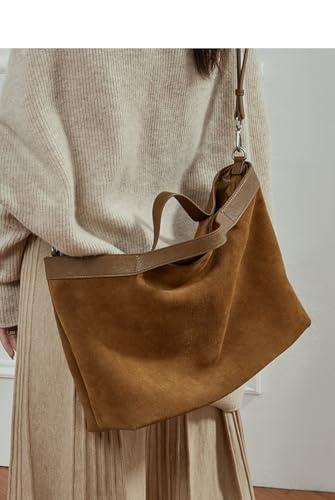 Bolso grande de gamuza marrón tipo hobo y tote miniatura 4