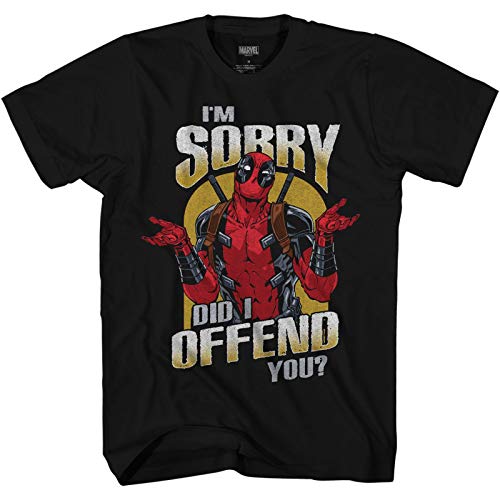 T-shirt Marvel Deadpool noir de qualité supérieure avec col rond homme