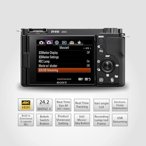 Sony Alpha ZV-E10K (Previously ZV-E10L) with Upgraded SELP1650 (Ver 2) Power Zoom Lens | 24.2 MP Interchangeable-Lens Mirrorless vlog Camera, Made for Creators |APS-C Sensor 4K Movie Recording-Black view 2
