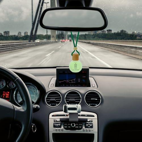 Image of UNO Aroma Car Air Freshener Scent, Long Lasting Car Perfume with Hanging Pod, Natural Essential Oil in Glass Bottle with Wooden Diffuser-15 Ml(Fragrance-Camphor,Last Upto-30 Days)
