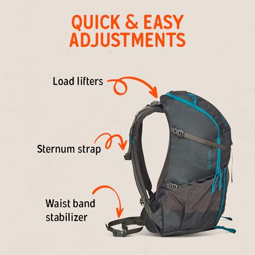 Image of Kelty Asher Backpack, Daypack to Multi-Day Backpacking Capacity, Hiking, Lightweight Travel Pack, Internal Frame (35L Beluga)