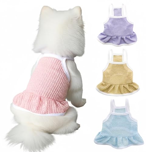Ittokis 4 Pieces Dog Dress for Small Dogs Girl,Puppy Sleeveless Clothes Pet Pullover Vest Skirt,Cute Dress Pet Dog Shirt Breathable Outfits for Small Dogs Puppy Cats Girl Apparel (XS) by Ittokis - Used condition - US$10.52