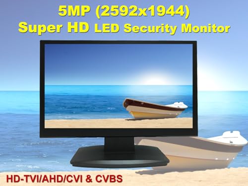 Image of 1stPV 23.6 inch Super HD 5MP Professional Security Monitor, 24 /7 | 5MP /2592x1944 Resolution, Direct BNC Input for HD-TVI /AHD /CVI Cameras, No DVR Required, 1 HDMI + 2 BNC In / 2 BNC Out