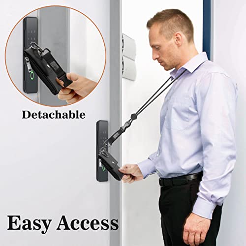 Elv Badge Holder With Zipper And Lanyard, Pu Leather Id Badge Card Holder Wallet With 5 Card Slots, Rfid Blocking Pocket, Adjustable Detachable Neck Lanyard With Keychain And Pen Holder #TOP5