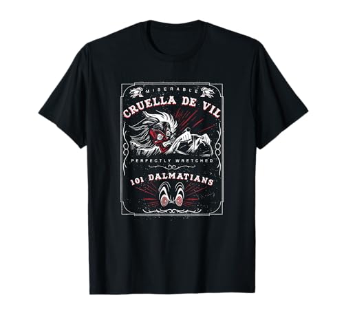 T-shirt Disney Villains Cruella De Vil avec grand imprimé graphique vintage de qualité supérieure