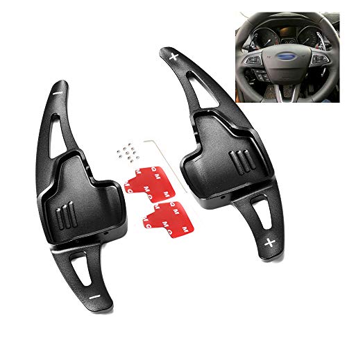 SANRILY for Steering Wheel Paddle Shifter Extension for 2015-up Ford Focus Kuga, 2019 Ecosport, 2020 Escape Accessories, Metal Alloy Shift Paddle Blade Replacement Kit Paddle-Shift Covers Black